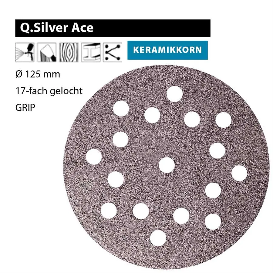 MIRKA Q.Silver ACE 125mm Schleifscheiben 17Loch Klett P80 bis P800