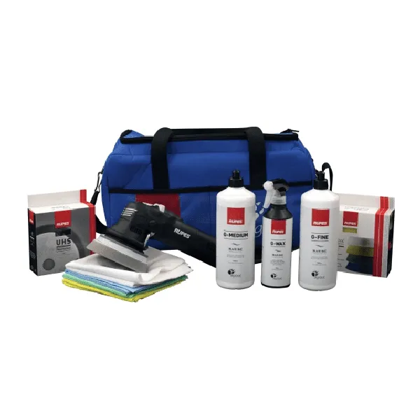RUPES Marine Gold Exzenter Poliermaschine LHR 12 E + 2 Polierpasten + 4 Polierschwämme + 4 MF Tücher