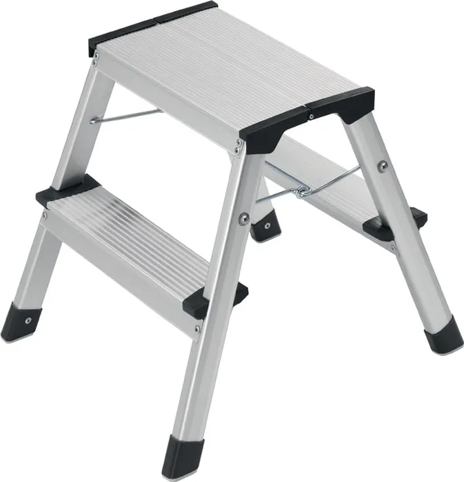 Klapptritt Stufen 2 Plattform-H.400mm Alu.m.Anti-Rutsch-Riffelung HAILO
