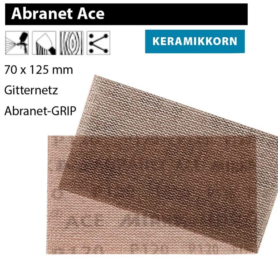 MIRKA 1x 1 ABRANET ACE 70x125mm Gitternetz Klett Schleifstreifen P80 bis P800