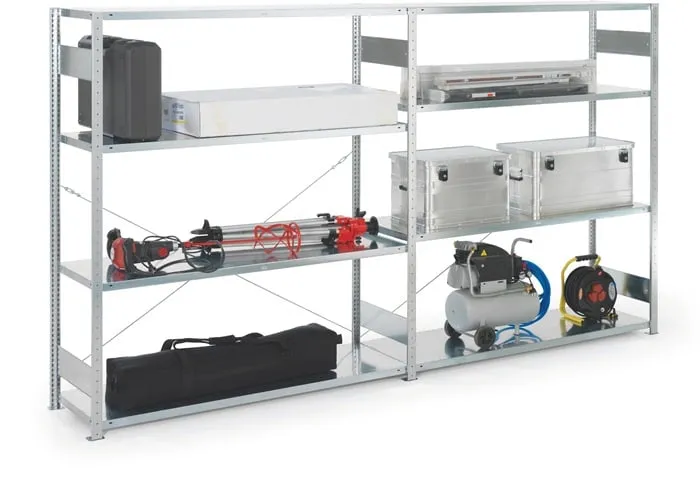 Großfachsteckregal H2000xB1700xT500mm Anbauregal 4 Stahl-Bd.verz.silber META