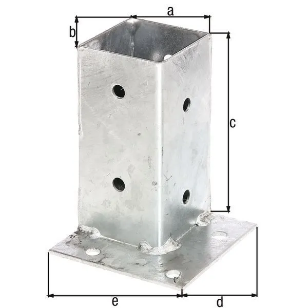 Alberts Aufschraubhülse für Vierkantholzpfosten feuerverzinkt 71 mm Platte 114x114 mm
