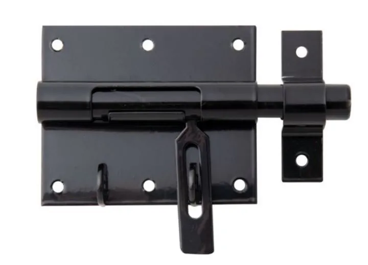 Alberts Bolzen Schlossriegel mit Schlaufe schwarz Platte 95x79mm Länge 135mm