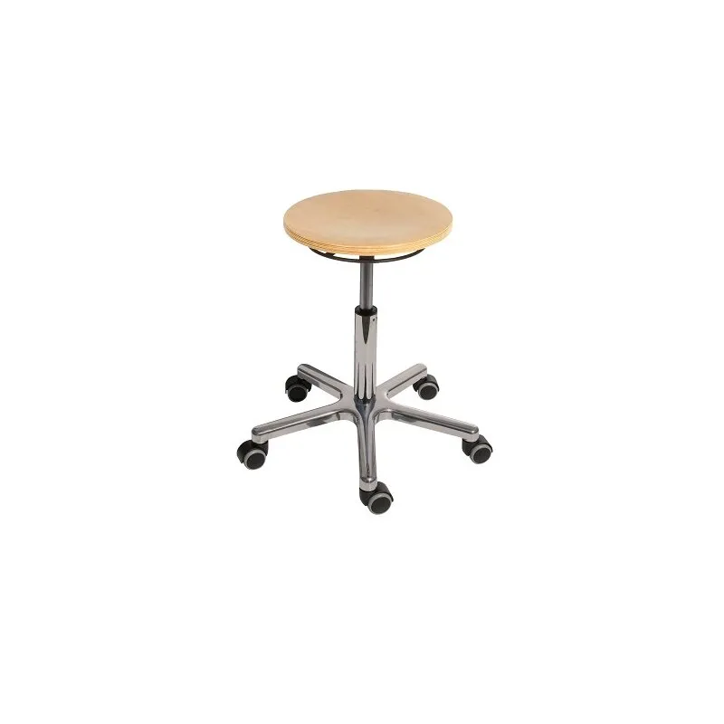 Arbeitshocker Buchen-Sitz mit Alufußkreuz und Rollen