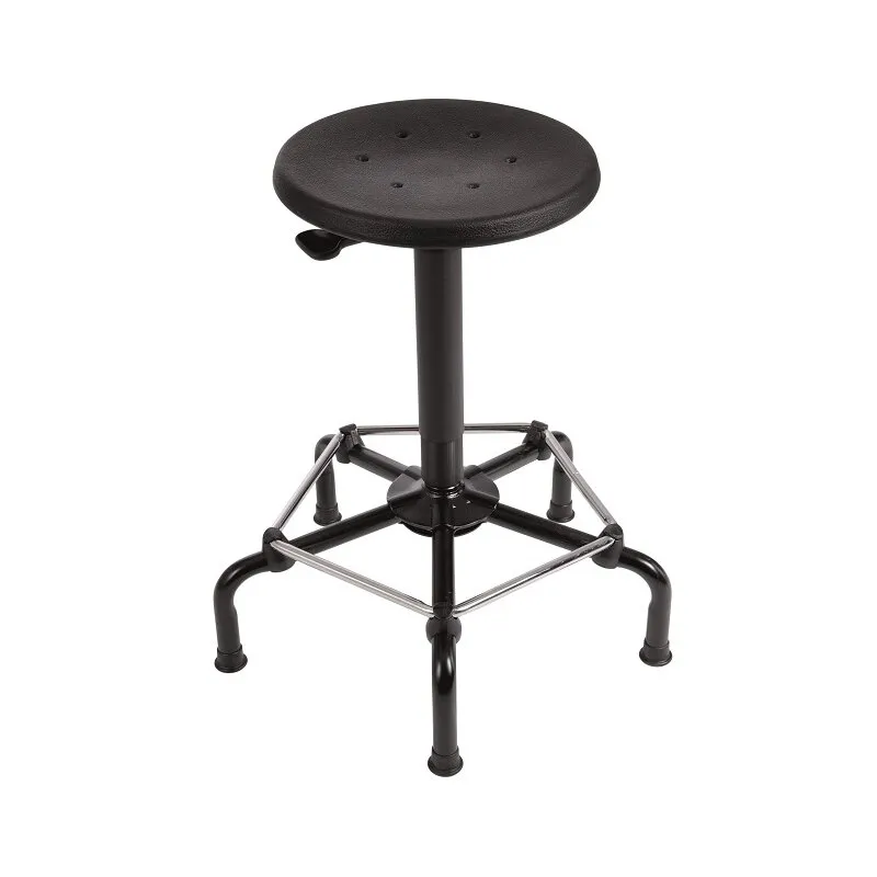 Arbeitshocker mit Rundumfußstütze PU schwarz