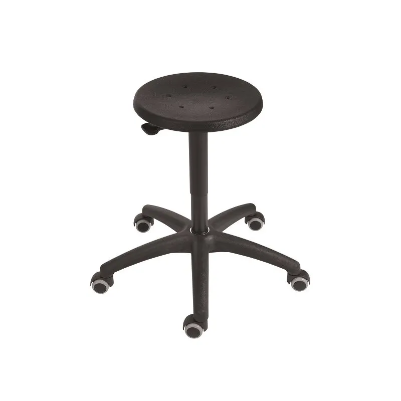 Arbeitshocker PU-Sitz mit Kunststofffußkreuz und Rollen