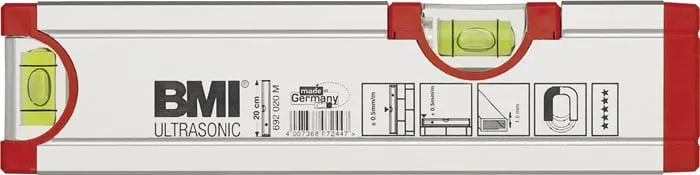 Wasserwaage ULTRASONIC 20cm Alu.silber ± 0,5mm/m m.Magnet BMI