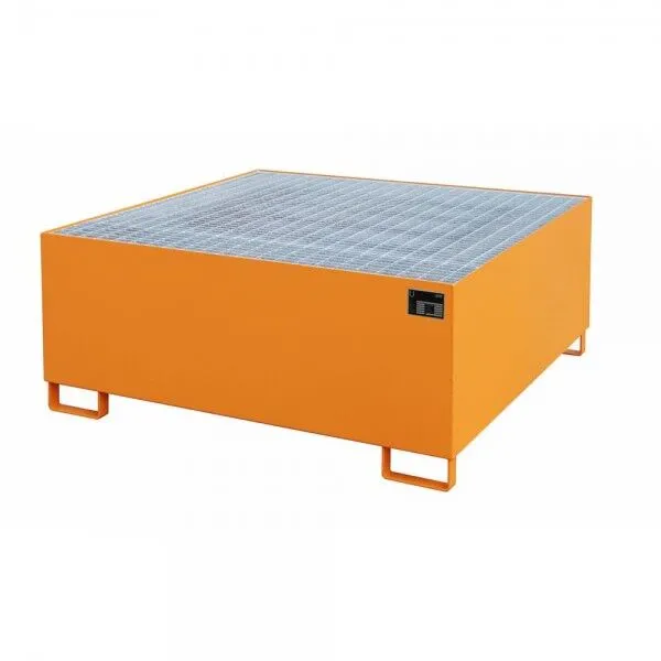 Bauer Auffangwanne AW 1000 orange mit Gitterrost zur Lagerung von 1x 1000l IBC