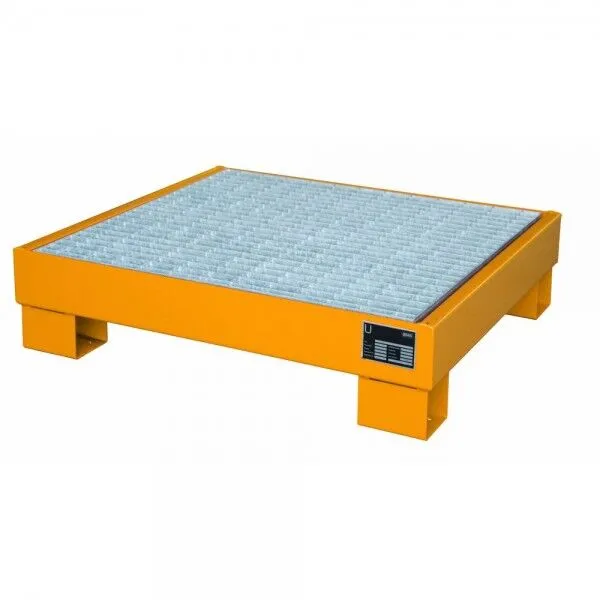 Bauer Auffangwanne AW60-2/M lackiert orange mit Gitterrost, Lagerung von max. 4x 60l Fässer