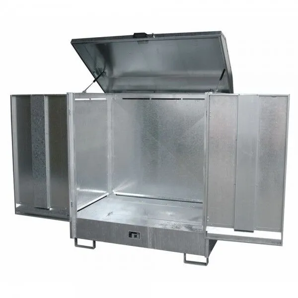 Bauer Gefahrstoff Depot GD-N 2 verzinkt mit zwei Flügeltüren für 2x 200l Fässer