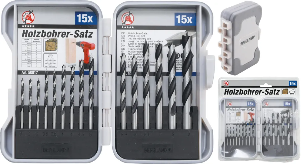 BGS DIY Holz-Bohrer-Satz | 3 - 10 mm | 15-tlg. – 50817