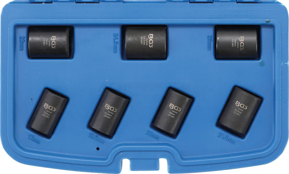 BGS Spiral-Profil-Steckschlüssel-Satz / Schraubenausdreher | Antrieb Innenvierkant 12,5 mm (1/2") | SW 17 - 26 mm | 7-tlg. – 5291