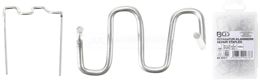 BGS Reparatur-Klammern | W-Form | Ø 0,8 mm | 100-tlg. – 873-7