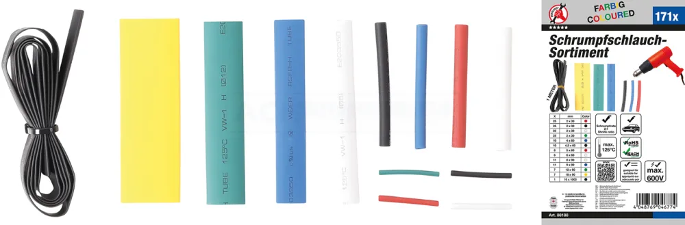 BGS DIY Schrumpfschlauch-Sortiment | farbig | 171-tlg. – 88188