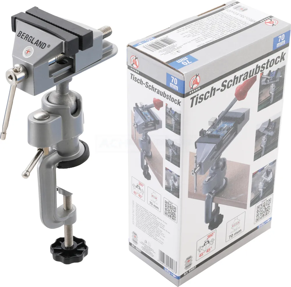 BGS DIY Tisch-Schraubstock | schwenkbar | Backen 70 mm – 93057
