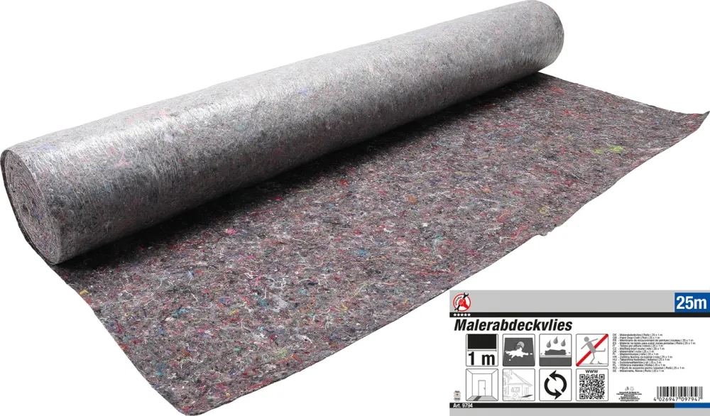 BGS DIY Malerabdeckvlies | gerollt | 25 x 1 m – 9794