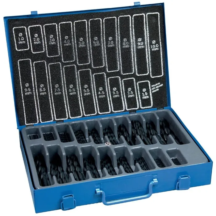 Spiralbohrermagazin DIN 338 TypN 1-10mm steig.um 0,5mm HSS 170tlg.