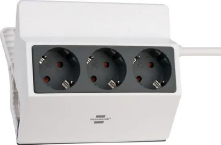 Brennenstuhl Klemmbare Steckdosenleiste 3-fach mit 3 m Kabellänge weiß/anthrazit