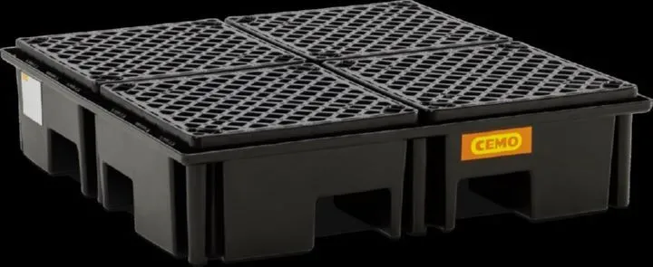 Cemo PE-Paletten-/Fassauffangwanne mit PE-Rost 220/4 123 x 123 x 29 cm