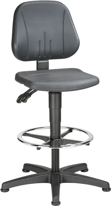 Arbeitsdrehstuhl Unitec Bodengleiter+Fußring Integralschaum schwarz