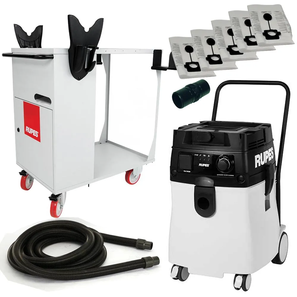 RUPES Elektro Absaugwagen Set KCL28EL mit Sauger S245EL und Zubehör