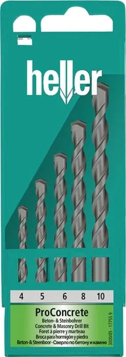 Beton-/Steinbohrersatz ISO5468 5-tlg.D.4/5/6/8/10mm HELLER