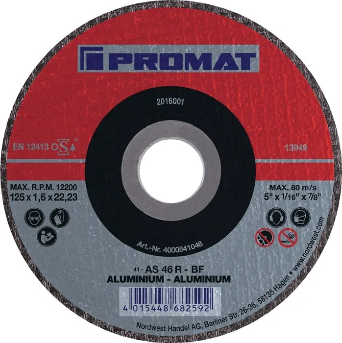 Trennscheibe ALU D125x1,6mm ger.Alu.Bohr.22,23mm PROMAT VE: 25St.