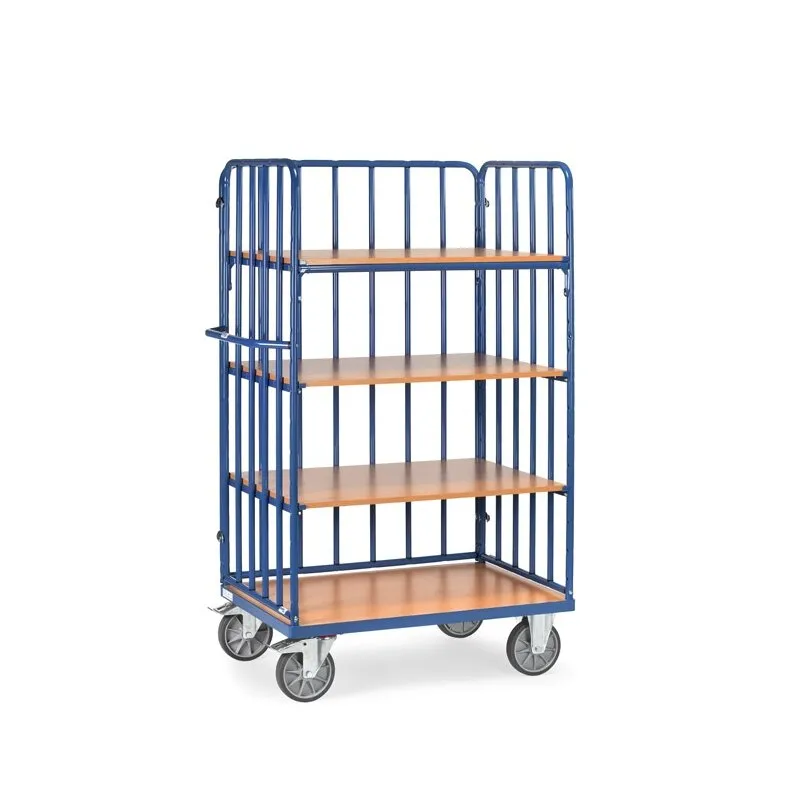 Etagenwagen mit 4 Etagen und Rückwand - Ladefläche 1000 x 700mm - Tragkraft: 600kg