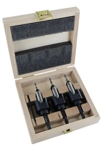 Famag Bohrer Senker Satz mit Tiefenanschlag 4 teilig im Holzkasten (Inhalt: 4 Stück - 16.17 € / 1 Stück)