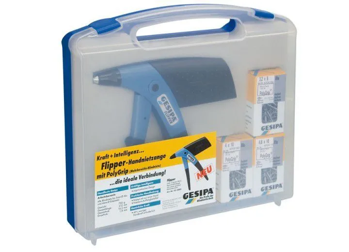 Gesipa Flipper Box Set: Hand-Blindniet-Setzgerät + 3 PolyGrip-Blindniet-Abmessungen