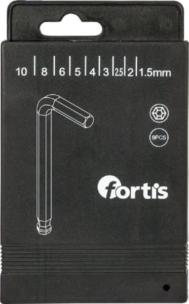 Fortis Winkelschraubendrehersatz 6kant mit Kugelkopf 9 Teile