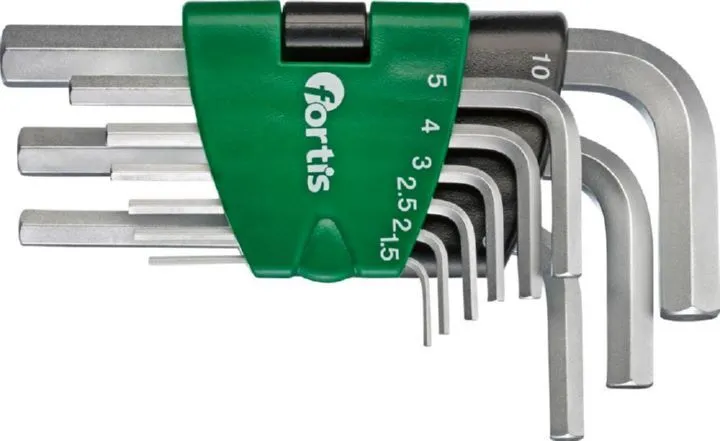 Fortis Winkelschraubendrehersatz Clip für 6kant 1,5-10 mm 9 Teile