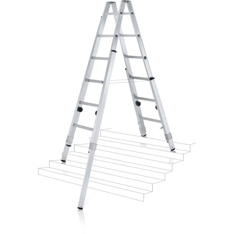 Gebördelte Sprossen-Stehleiter mit verlängerbaren Holmen Varioflex B 2 x 6 Sprossen, 41936 Zarges