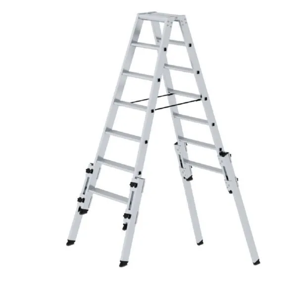 Günzburger Stufen Stehleiter Aluminium treppengängig 2 x 7 Stufen