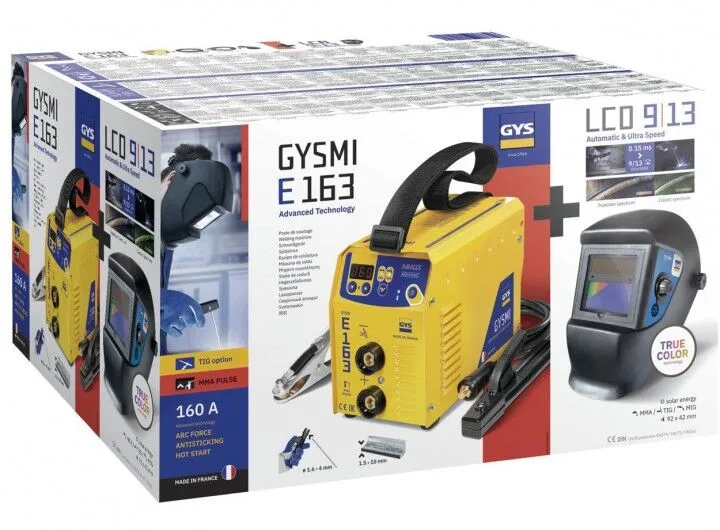 Gys Schweißgerät Set GYSMI E163 und LCD Schweißhelm 9/13