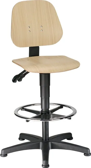 Arbeitsdrehstuhl Unitec Bodengleiter+Fußring Buche 580-850mm BIMOS