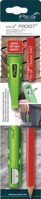 Köcher Pocket f.Blei-/Markierstifte m.Spitzmesser m.1 Zimmermannsbleistift PICA