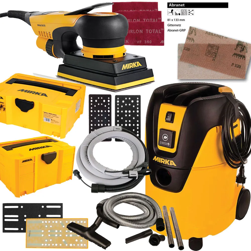 MIRKA Schwingschleifer DEOS 353CV MID3530201CA + Sauger 1025 L PC KIT2031WOMDE