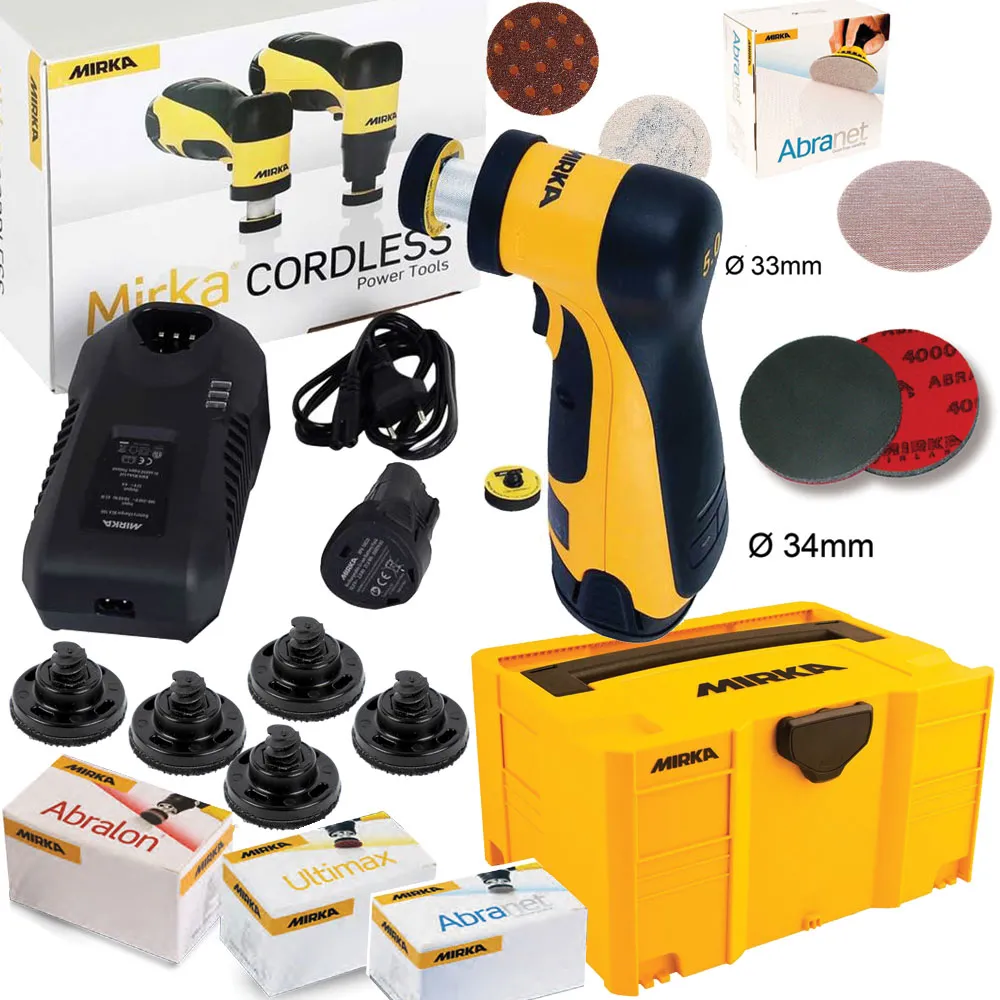 MIRKA Akku Blütenschleifer AROS B 150NV 32mm 10.8V 5mm Hub KIT2048WOMDE