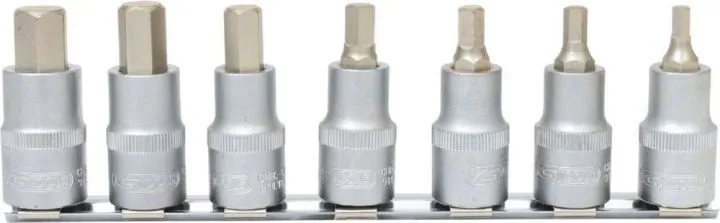 KS Tools 1/2 Zoll Bit-Stecknuss-Satz Innensechskant kurz 7 Teile