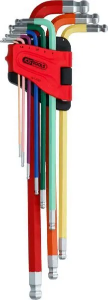 KS Tools Winkelstiftschlüsselsatz Kugelkopf Innensechskant extrem lang 9 Teile