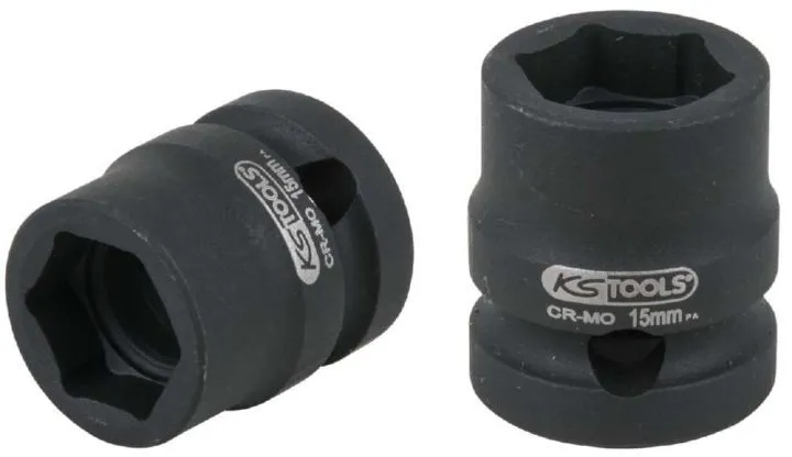KS Tools 1/2 Zoll Sechskant-Kraft-Stecknuss extra kurz Schlüsselweite 15,0 mm