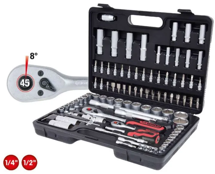 KS Tools 1/4 Zoll + 1/2 Zoll Steckschlüssel-Satz 96 Teile