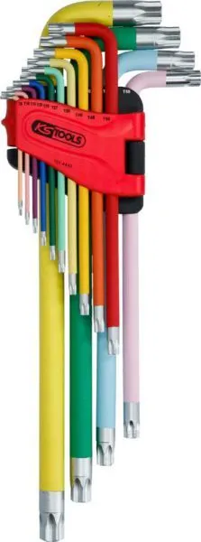KS Tools Winkelstiftschlüsselsatz Torx extra lang mit Farbcode 14 Teile