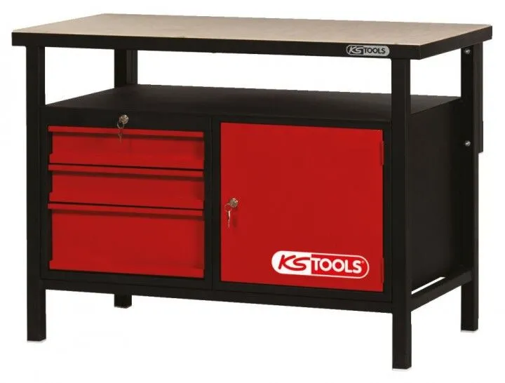 KS TOOLS Werkbank mit 3 Schubladen und 1 Tür H840xB1200xT600mm