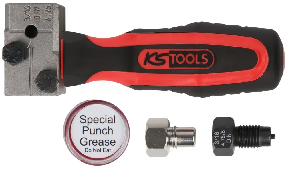 KS Tools FLAREFIXeco 4,75 mm Universal-Bremsleitungs-Bördelgerät-Satz, 4-tlg. - 122.1215