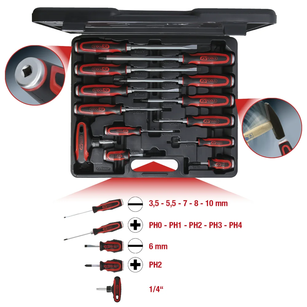 KS Tools ERGOTORQUE®max Schlagkappen-Schraubendreher-Satz, 13-tlg. - 151.1150