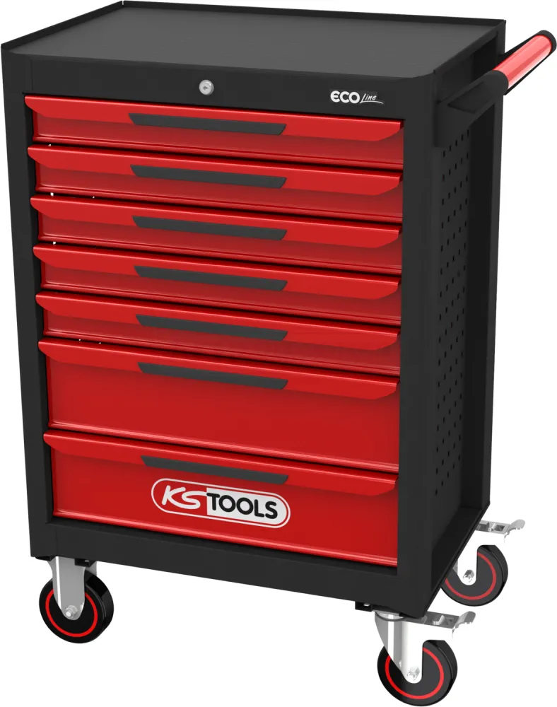 KS Tools Werkstattwagen 7 Schubladen ECOline SCHWARZ ROT 897.0007