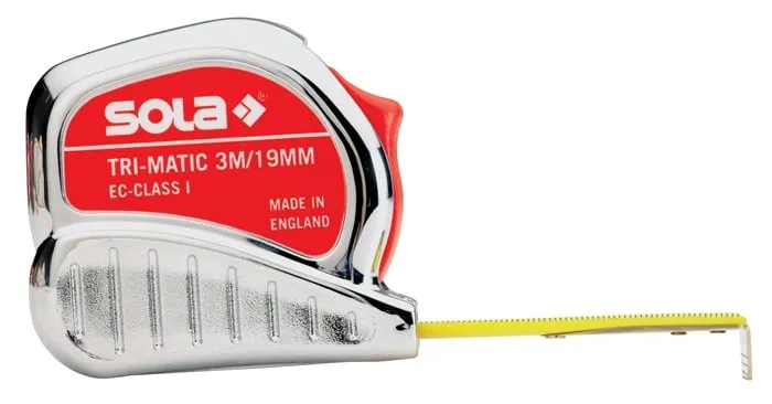 Taschenrollbandmaß TRI-MATIC L.5m B.19mm mm/cm EG I Ku.Stopptaste SOLA