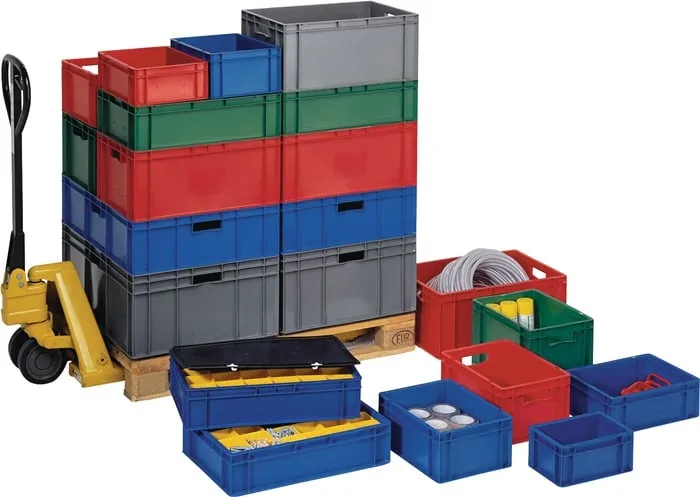 Transportstapelbehälter L600xB400xH145mm blau PP Seitenwände geschl.LA-KA-PE